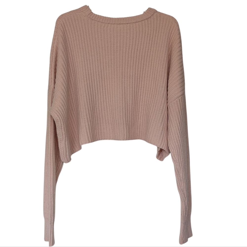 Altar'd State Knit Sweater Boxy Oversized Women's Size Small Pink Crew Neck - Picture 3 of 9